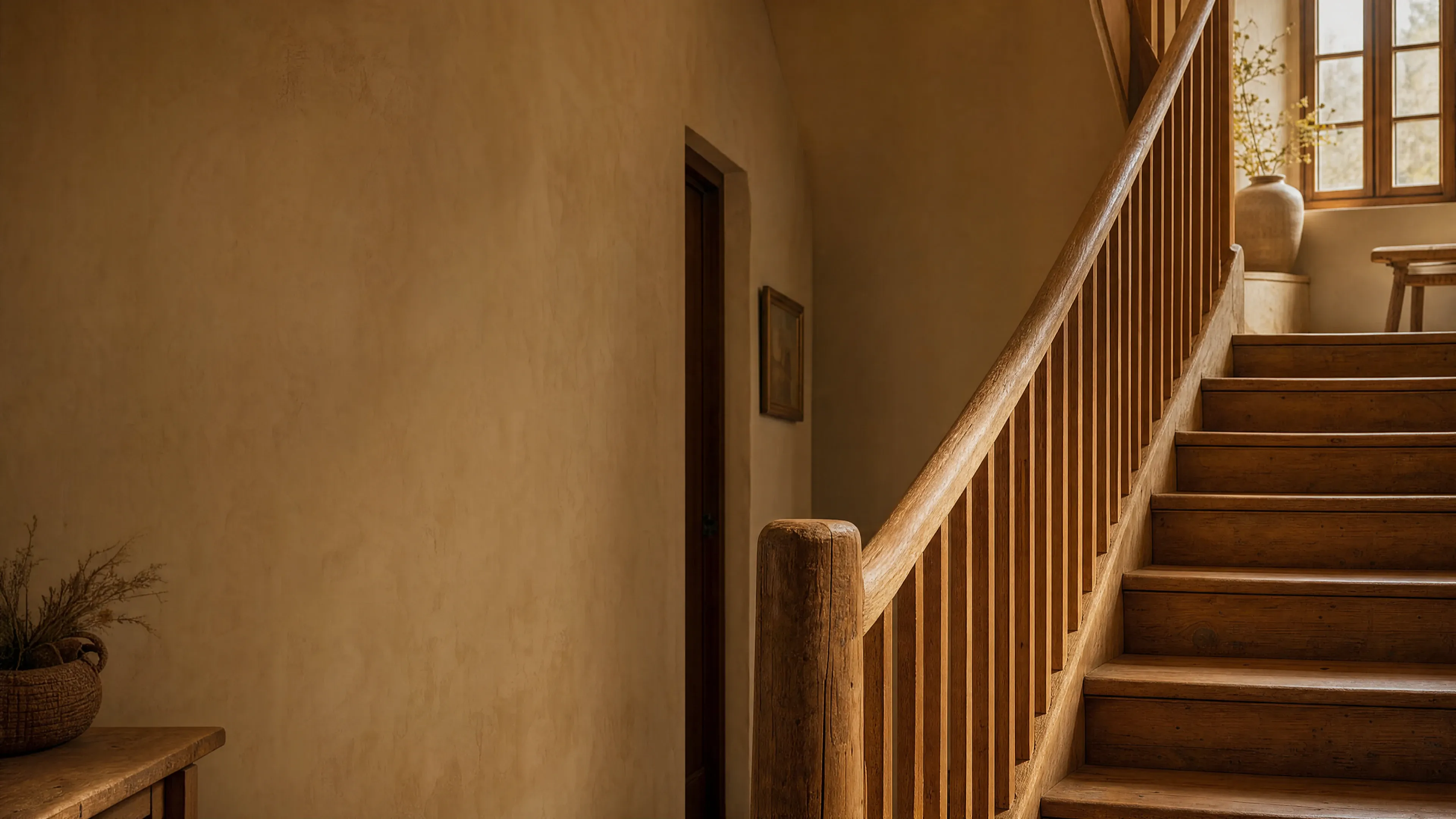 Natural materials showing warmth and early patina.