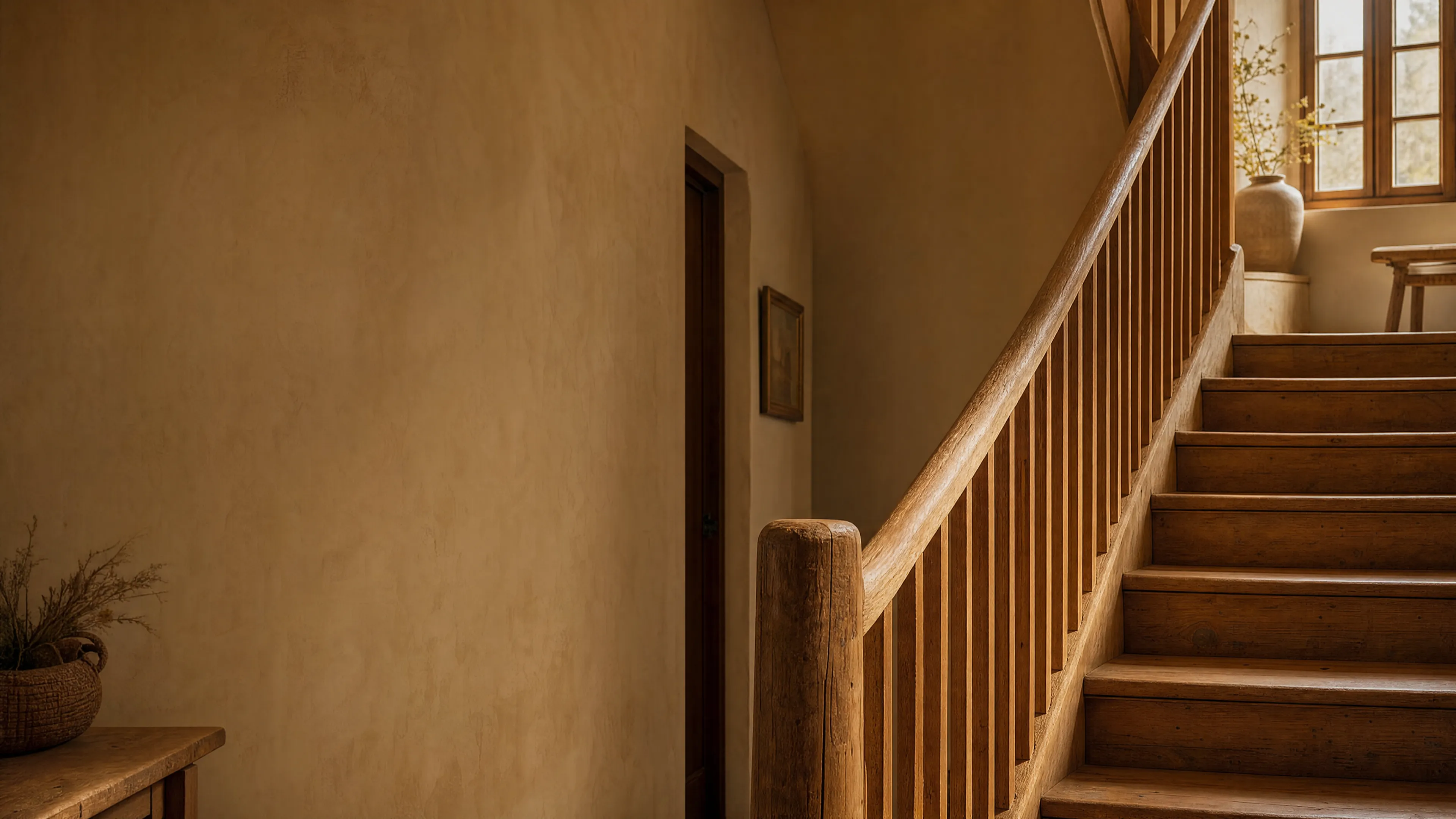 Natural materials showing warmth and early patina.
