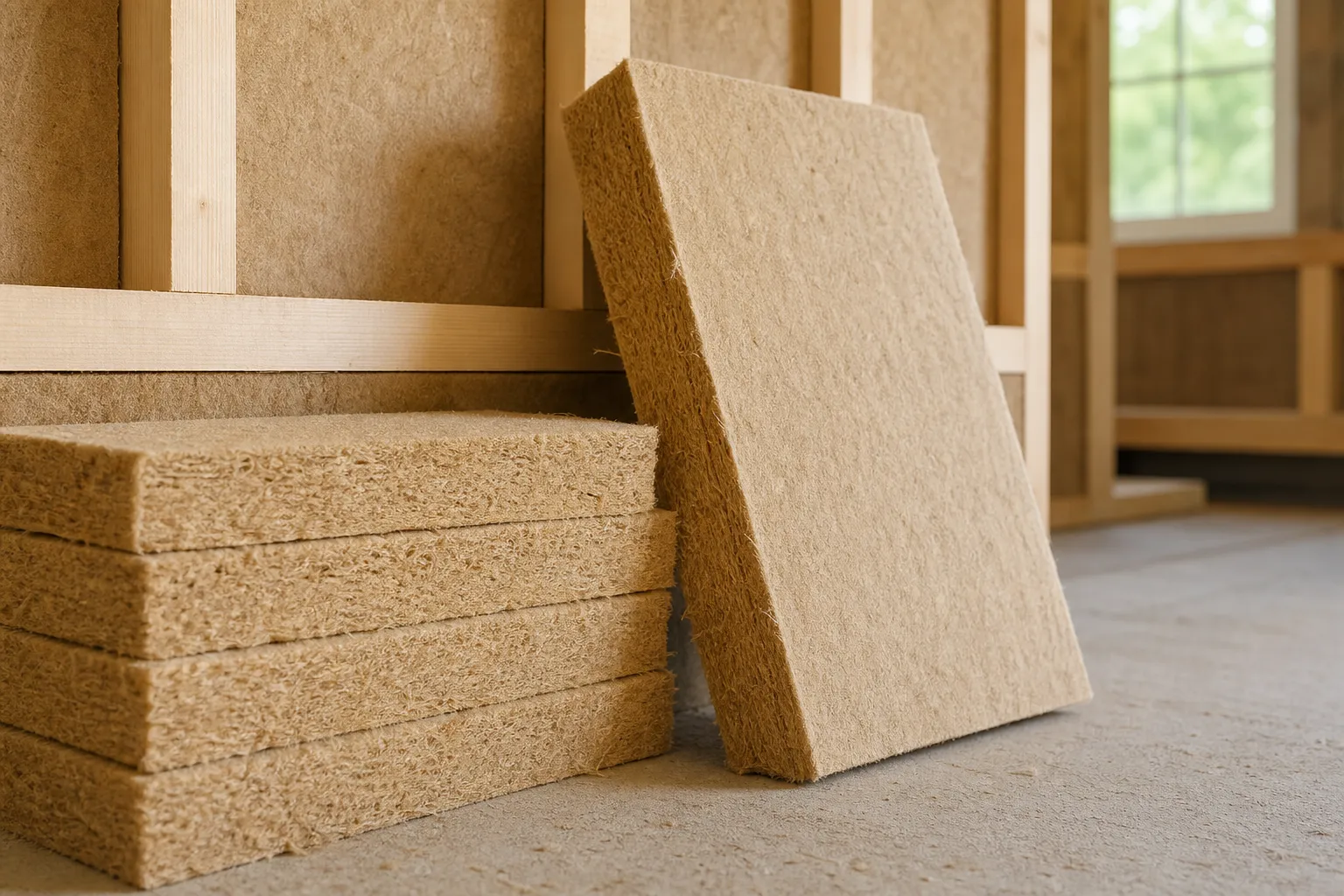 Wood-fibre insulation board in clean detail.